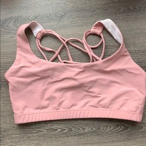 Onzie peach pink cross back sports bra